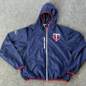 Minnesota Twins Jacket Men's XXL Navy Blue Windbreaker Hooded‎ SGA Giveaway  MLB